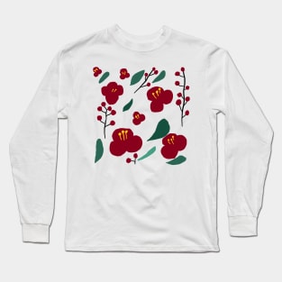 camellia pattern Long Sleeve T-Shirt